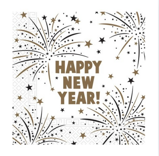 Servíettur - Happy new year og rakettur - 20 stk