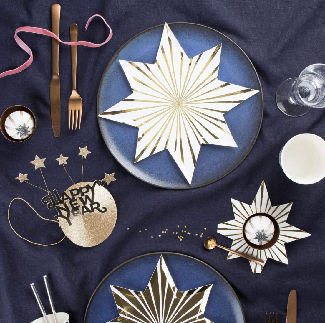 Servíettur - Stjarna - Gyllt og hvít - 16 stk