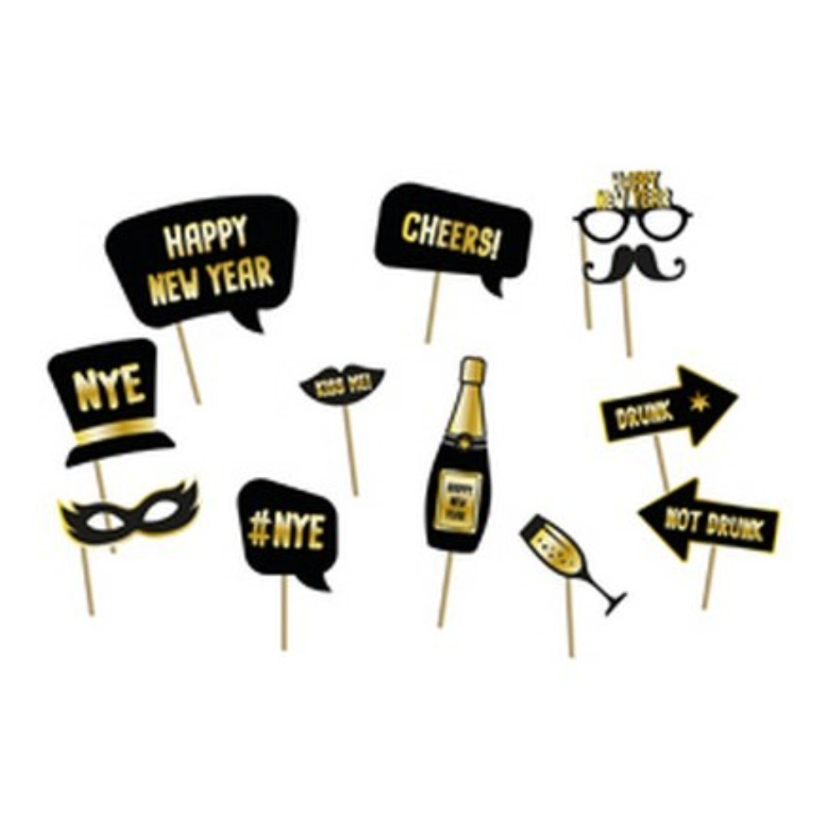 Myndakassa leikmunir / Kökupinnar - Happy new year - 12 stk