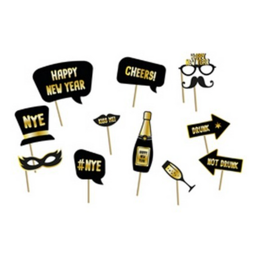 Myndakassa leikmunir / Kökupinnar - Happy new year - 12 stk