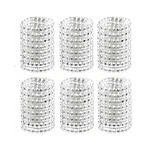 Servíettuhringir m. frönskum rennilás  - Silfur demantar  - 6 stk