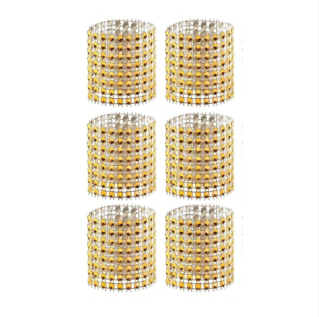 Servíettuhringir m. frönskum rennilás  - Gylltir demantar  - 6 stk