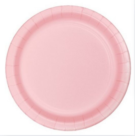 Pappadiskar - Ljósbleikur -  8 stykki