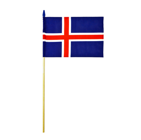 Íslenski fáninn á priki - Nylon - 18 x 25 cm
