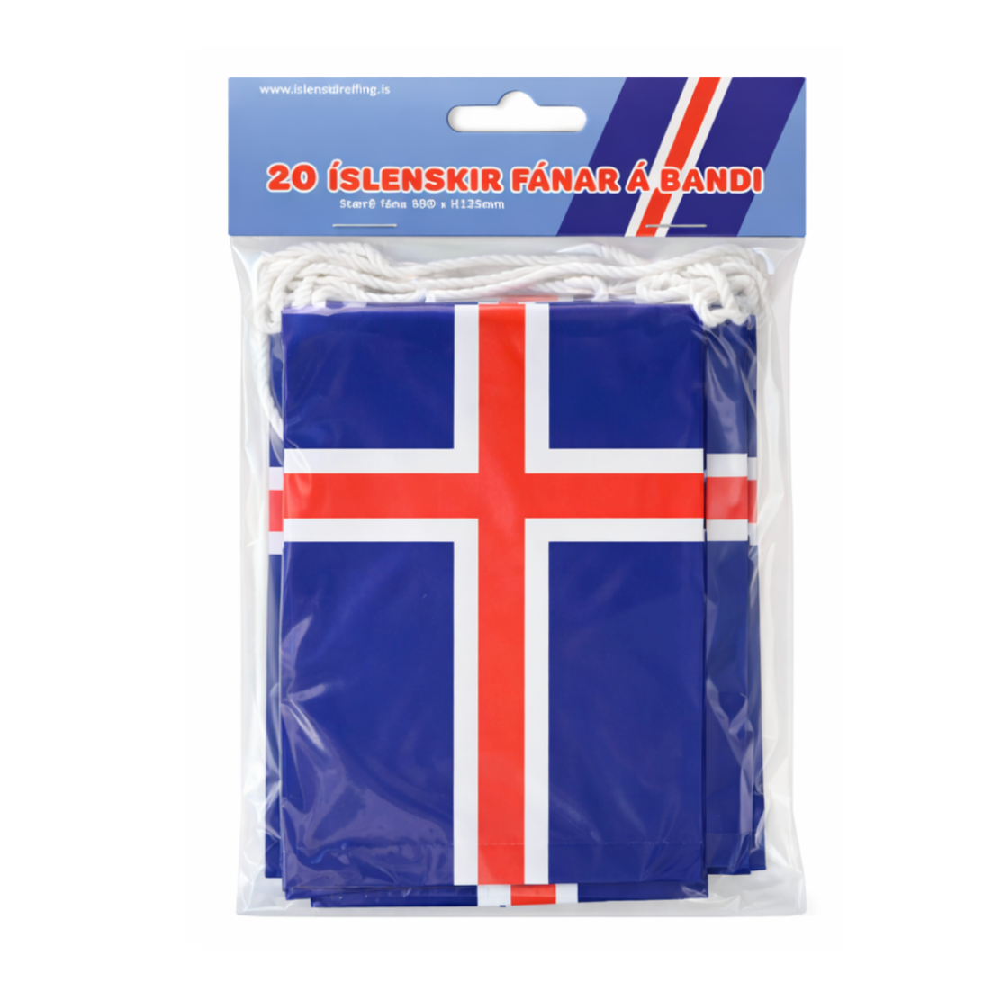 Fánalengja - Íslenski fáninn - 20 x fánar