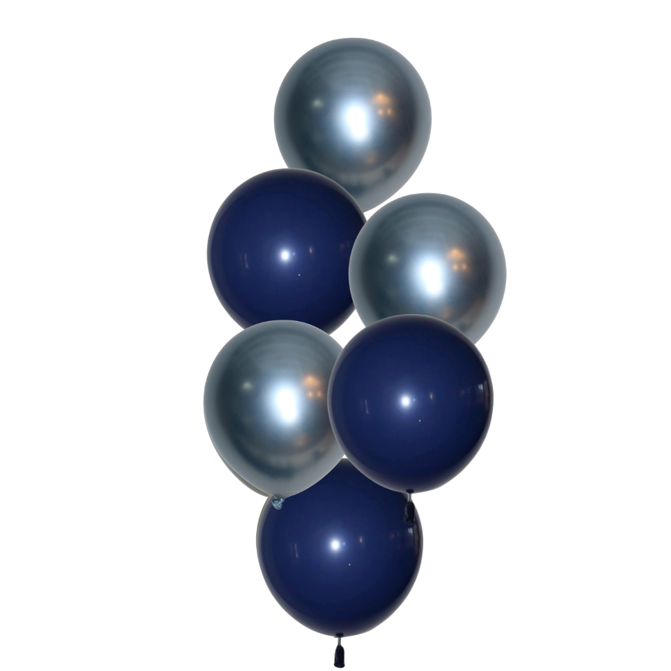 Helíum blöðrubúnt - Blátt - 6 blöðrur