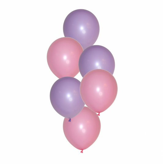 Helíum blöðrubúnt - Bleikt og fjólublátt- 6 blöðrur