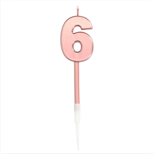 Kerti - Rose Gold metalic tölustafur - 6