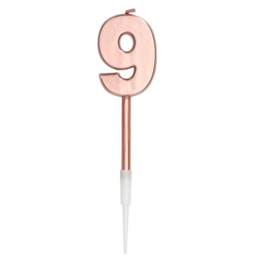Kerti - Rose Gold metalic tölustafur - 9