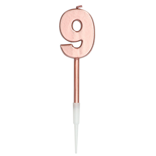 Kerti - Rose Gold metalic tölustafur - 9