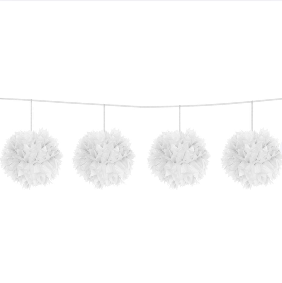 Pom Pom lengja - Hvít - 3m