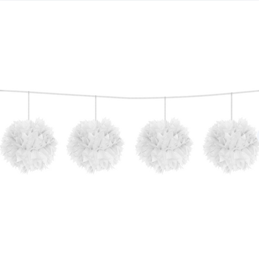 Pom Pom lengja - Hvít - 3m