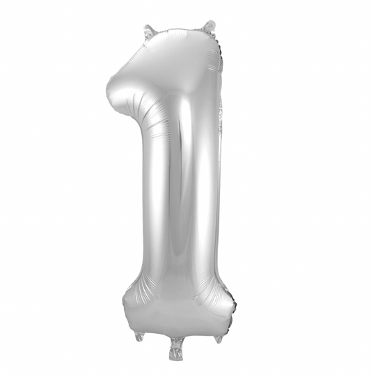 Álblaðra - Tölustafur - 1  - Silfur - 86 cm