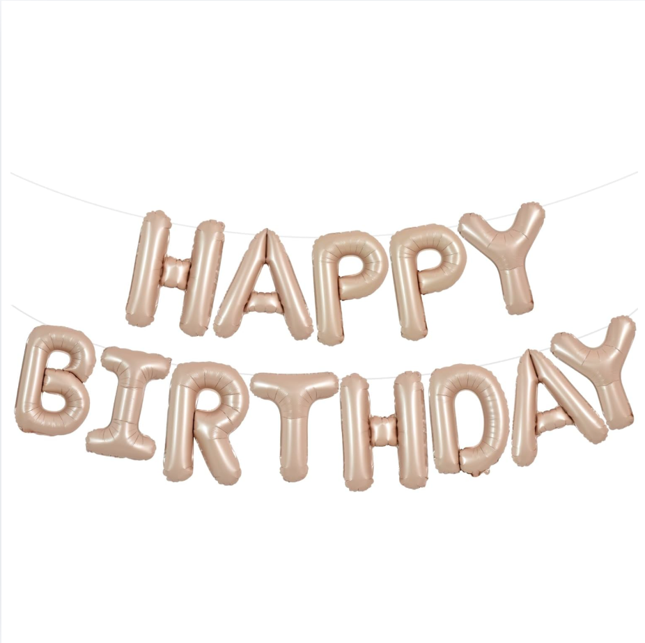 Blöðrulengja - Happy Birthday - Ljósbrún