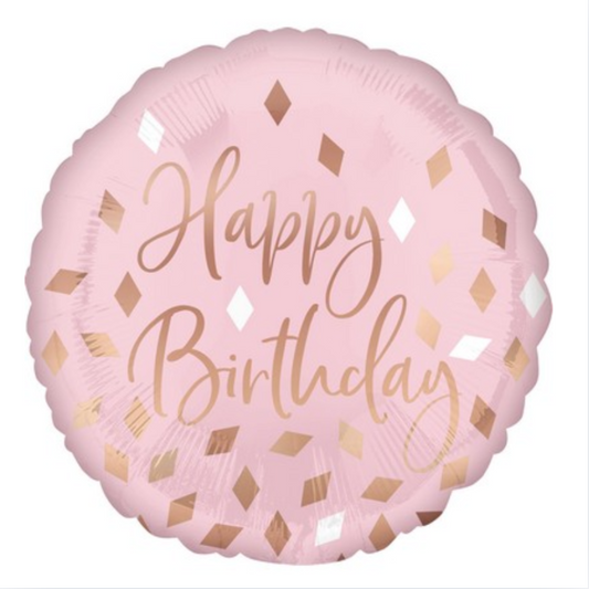 Álblaðra - Happy Birthday - Rose Gold - 45cm