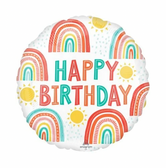 Álblaðra - Happy Birthday - Regnboga - 45cm