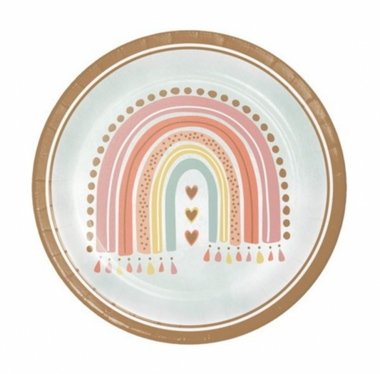 Pappadiskar - Boho regnbogi -  8 stykki