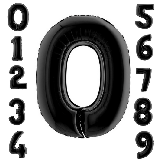 Álblöðrur - Svartir tölustafir - 102 cm