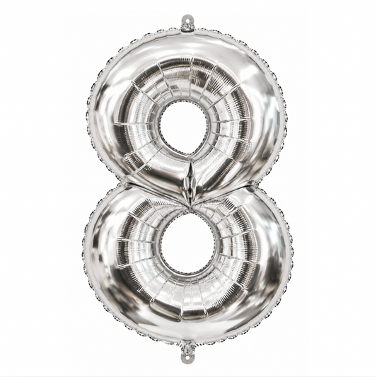 Álblaðra - Tölustafur - Silfur - 65 cm - 8