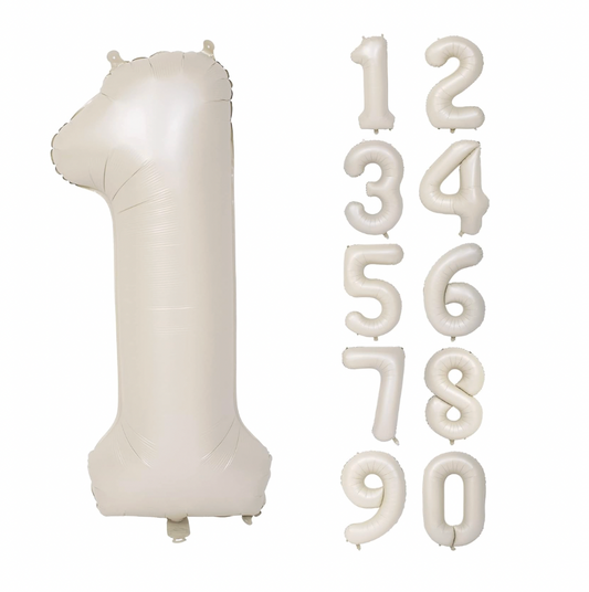 Álblöðrur - Tölustafir -  Ljós kremaðir - 86 cm