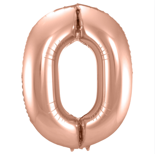 Álblaðra - Tölustafur - 0 - Rose gold - 86 cm