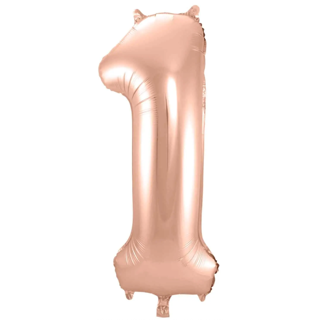 Álblaðra - Tölustafur - 1 - Rose gold - 86 cm