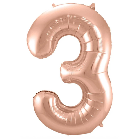 Álblaðra - Tölustafur - 3 - Rose gold - 86 cm