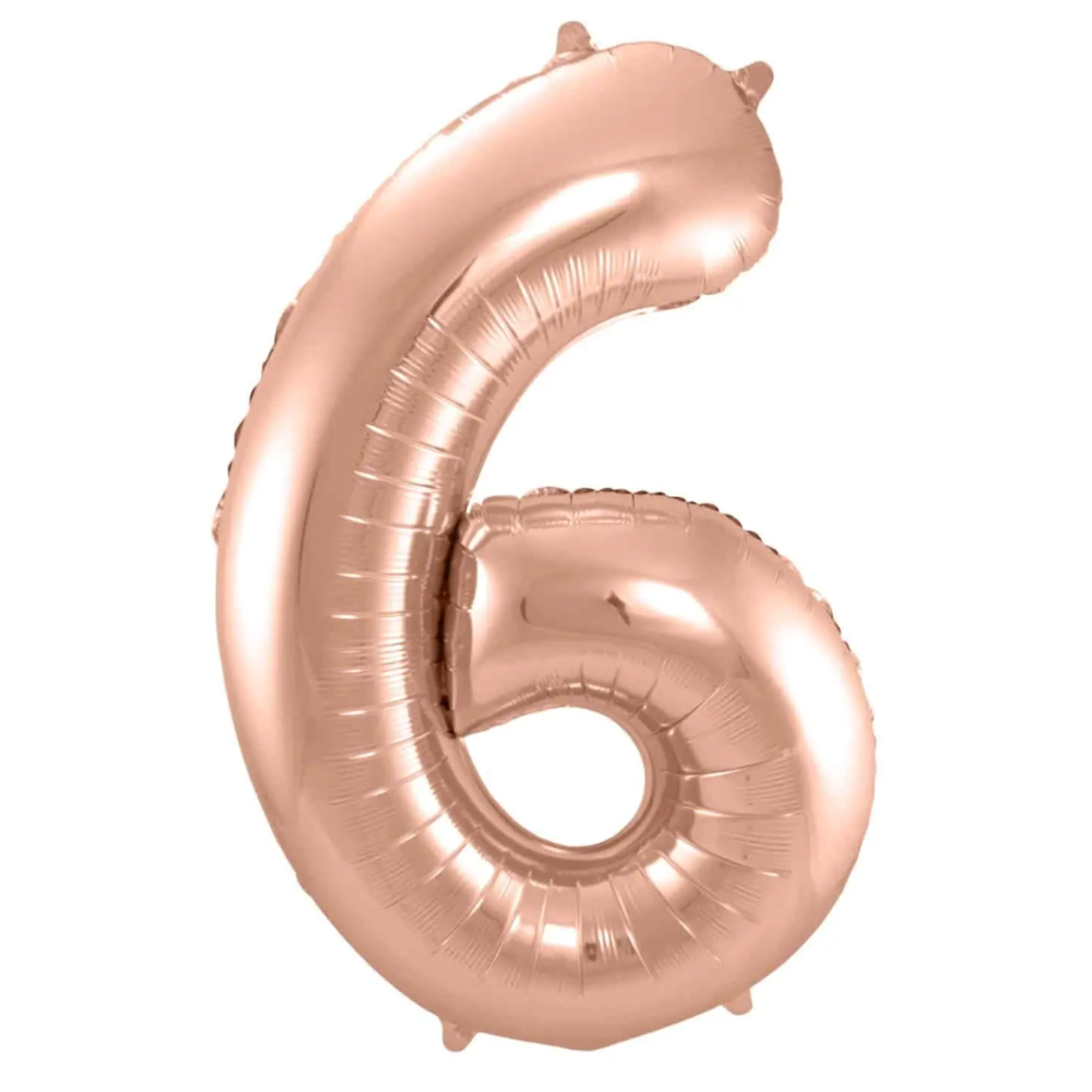 Álblaðra - Tölustafur - 6 - Rose gold - 86 cm
