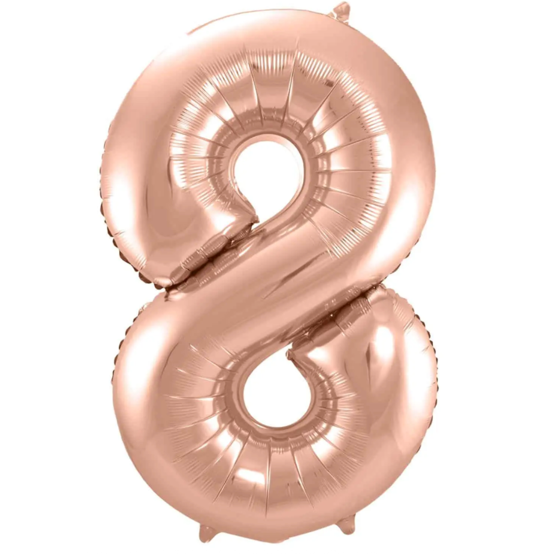 Álblaðra - Tölustafur - 8 - Rose gold - 86 cm