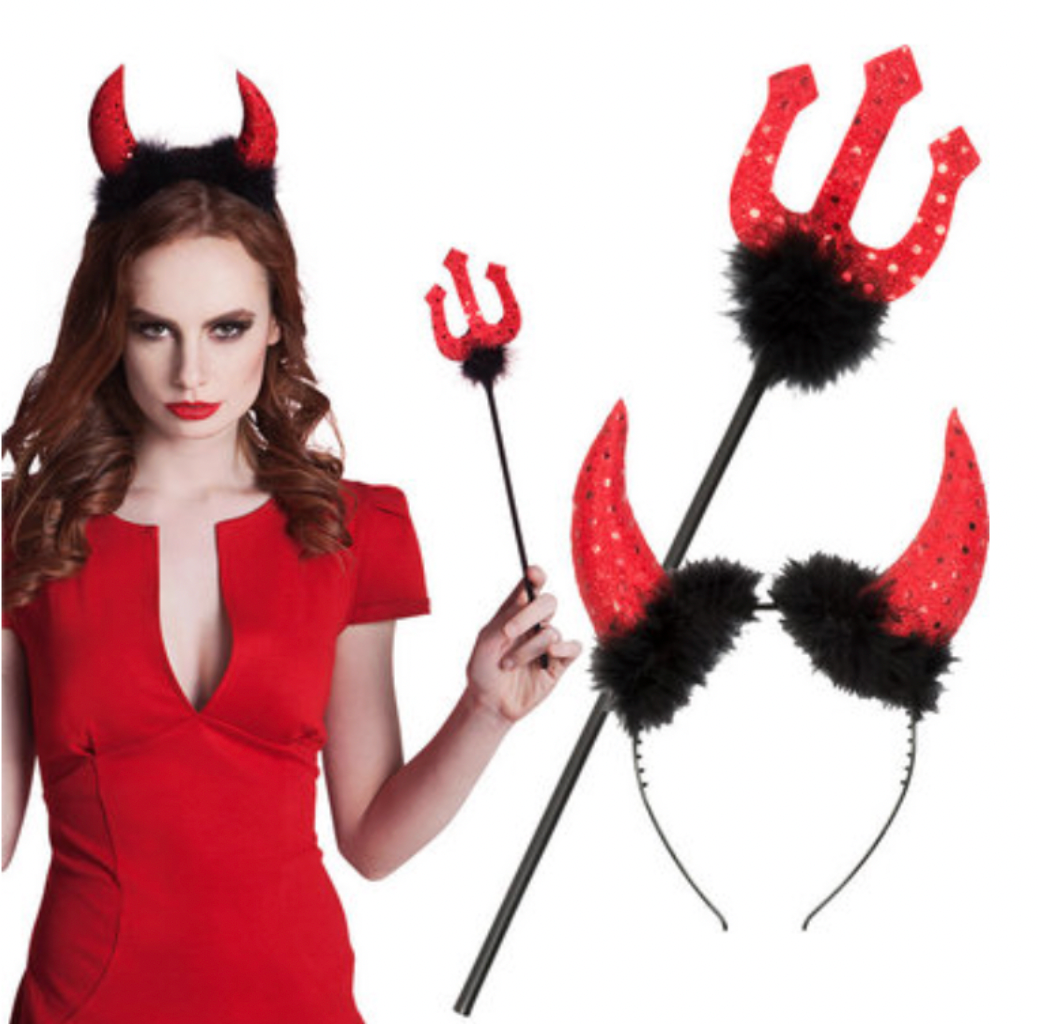 Halloween sett - Djöflahorn og þríforkur