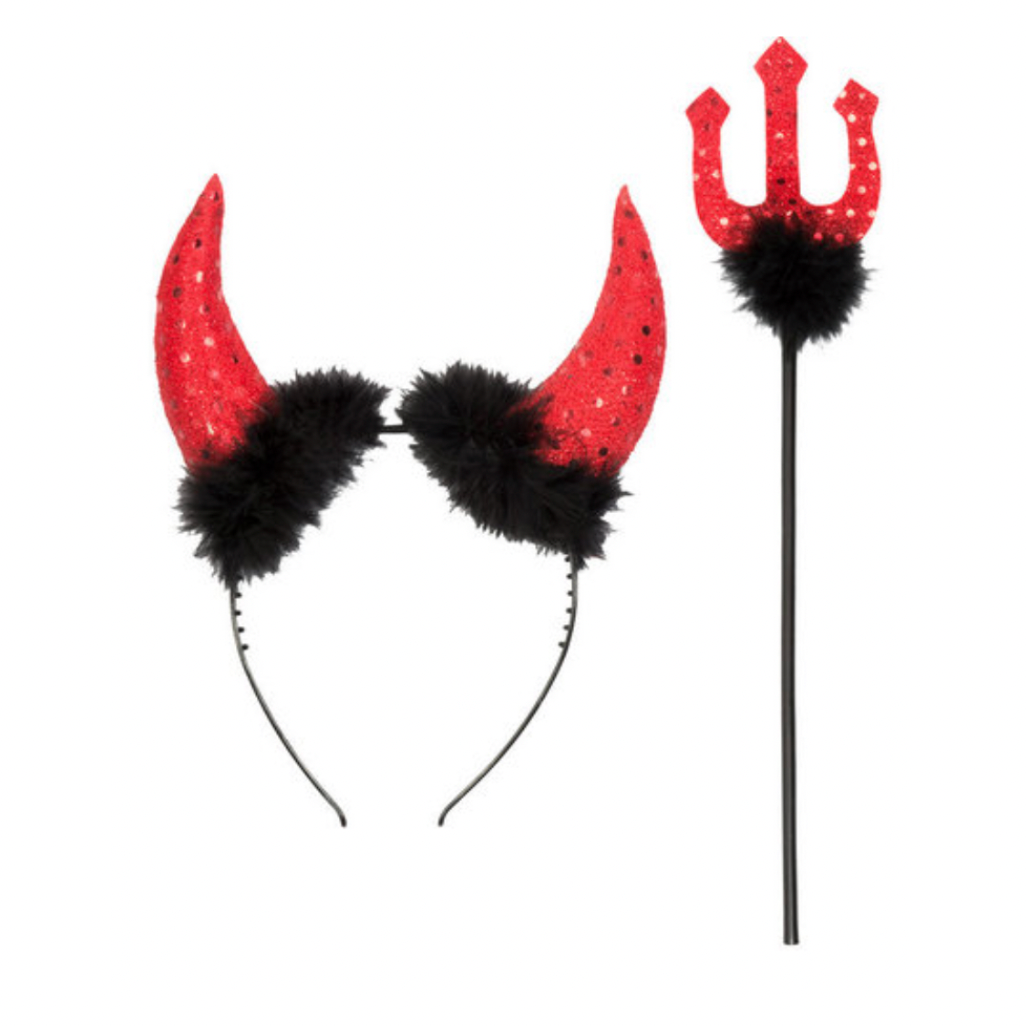 Halloween sett - Djöflahorn og þríforkur