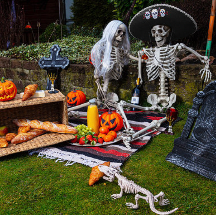 Halloween vínglas með hauskúpum